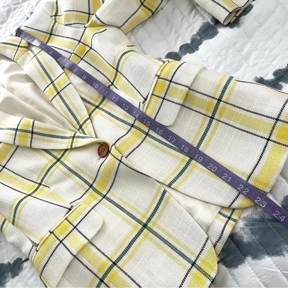 Veronica Beard schoolboy white yellow plaid jacket blazer size 2 - Picture 13 of 14